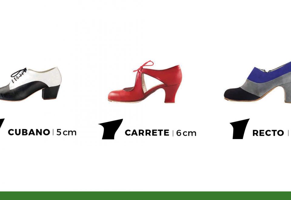 Tipos de tacones de los zapatos de Flamenco